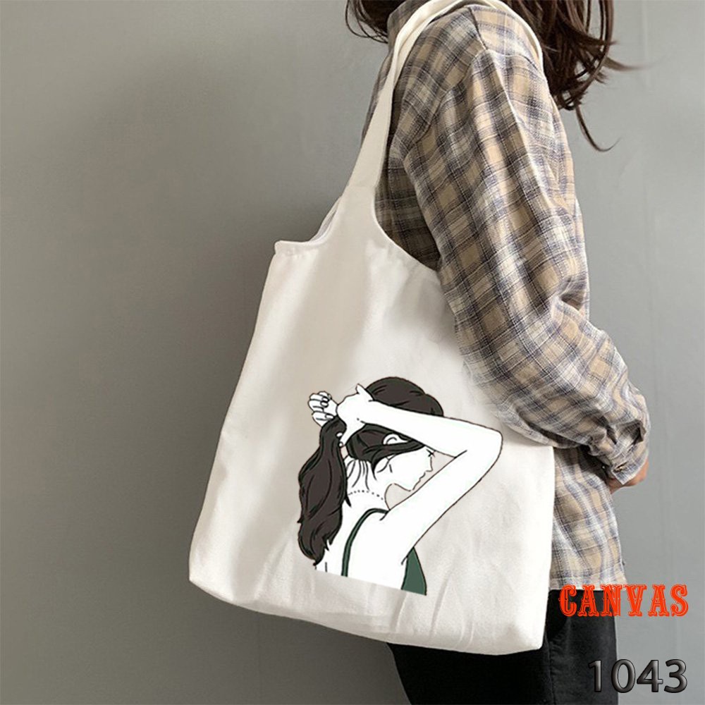 Túi Tote Trắng Chất Vải Canvas Cô Gái Nhiều Phong Cách Dễ Thương Hàng Chuẩn Đẹp - Hazo