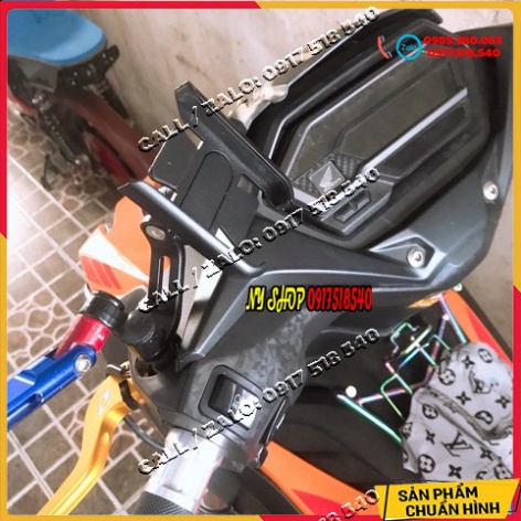 KẸP ĐIIỆN THOẠI GẮN CHÂN GƯƠNG XE MÁY NHÔM CNC Ảnh thật Sp