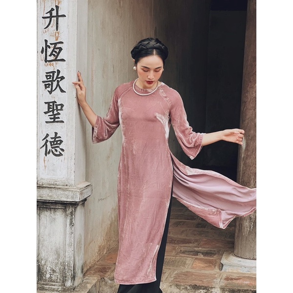 ÁO DÀI DÁNG XƯA CHẤT LIỆU NHUNG CAO CẤP