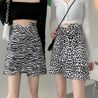 Chân Váy Ngắn Chữ A Lưng Cao In Họa Tiết Da Báo / Ngựa Vằn Phong Cách Âu Mỹ Thời Trang Cho Nữ