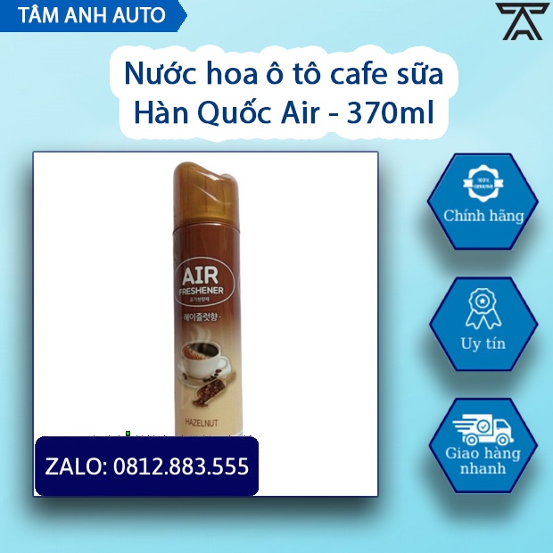 Chai xịt khử mùi ô tô hương cafe sữa hàn quốc HAZELNUT 370ml