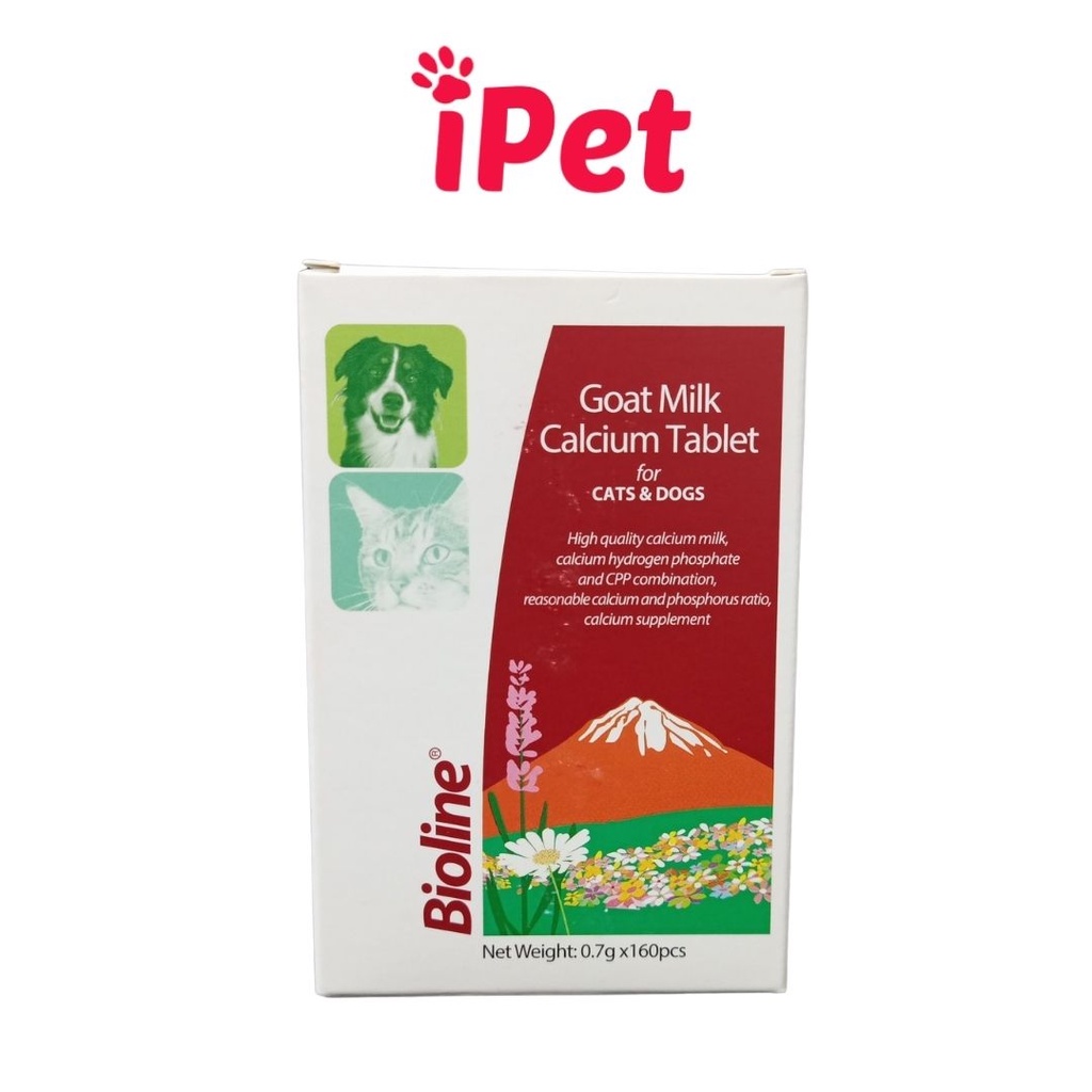 Viên canxi sữa dê Bioline bổ sung dưỡng chất cho chó mèo - iPet Shop