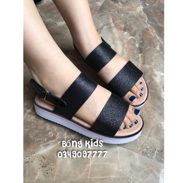 Sandal Suồng Nữ Quai Đen Nhũ