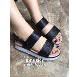 Sandal Suồng Nữ Quai Đen Nhũ