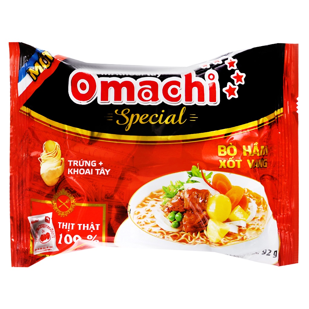 Mì Omachi đặc biệt bò hầm xốt vang 92g combo 5 gói (giá:39.000đ)