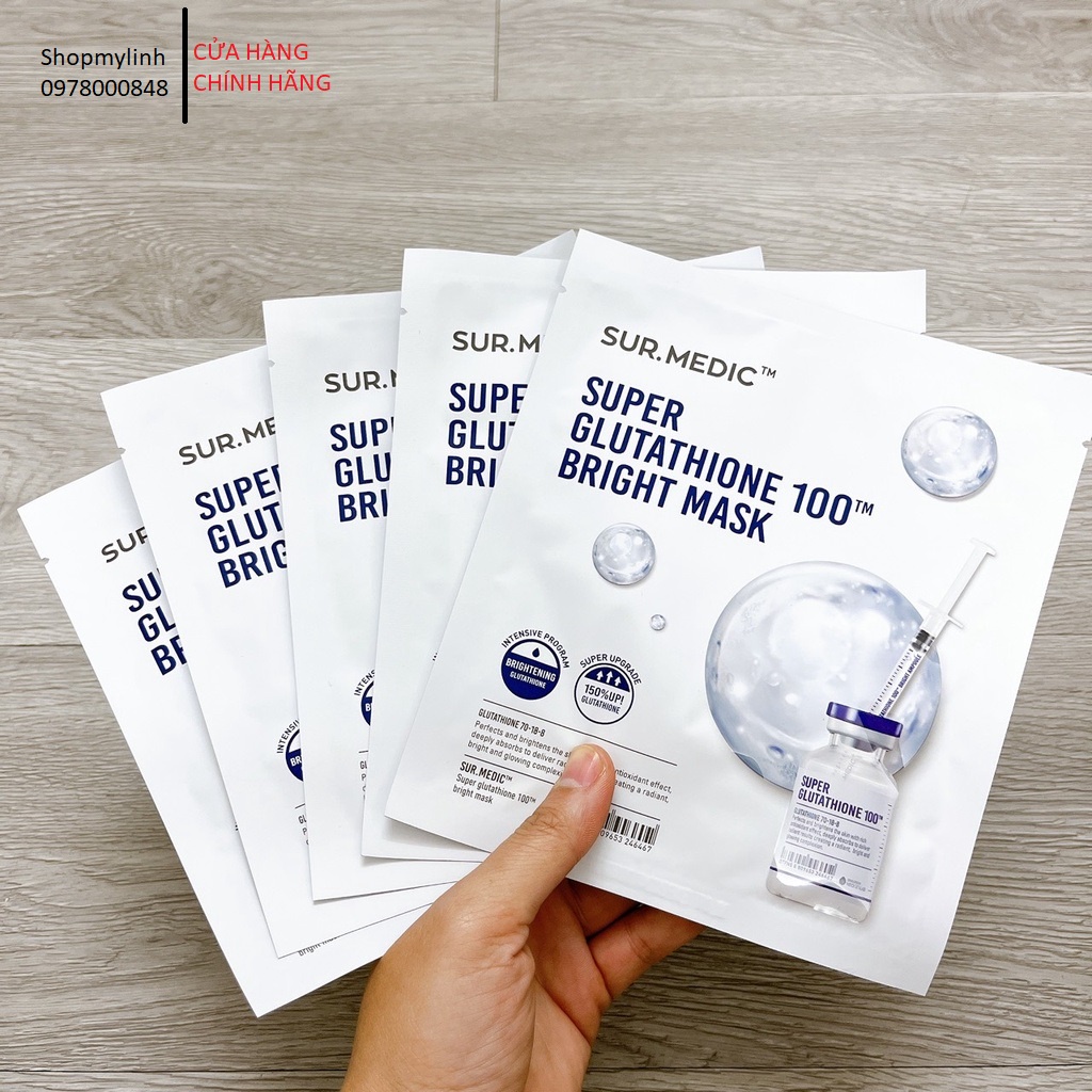 Mặt Nạ Dưỡng Trắng Sur.Medic+ Bright Glutathione Mask Hàn Quốc