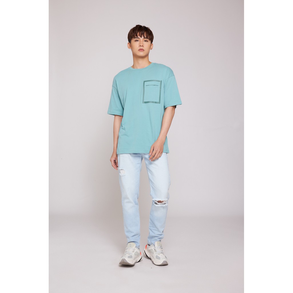 Áo Thun BOO Nam  Dáng Rộng Loose 100% Cotton Cao Cấp In Viền Túi Ngực Độc Đáo