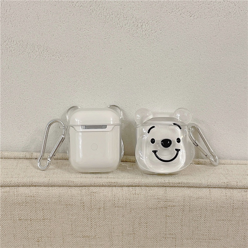 Vỏ bao đựng tại nghe airpod gắn gấu -Vỏ ốp case airpods bảo vệ bao đựng tai nghe không dây bluetooth 1/2/Pro/i12/i9/i7