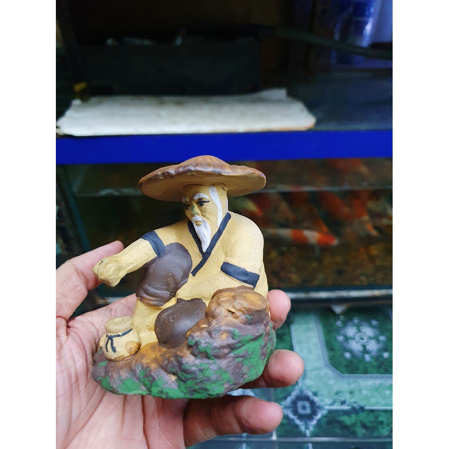 ÔNG CÂU GỐM SỨ TRANG TRÍ HỒ CÁ NON BỘ DÁI 7CM CAO 9CM