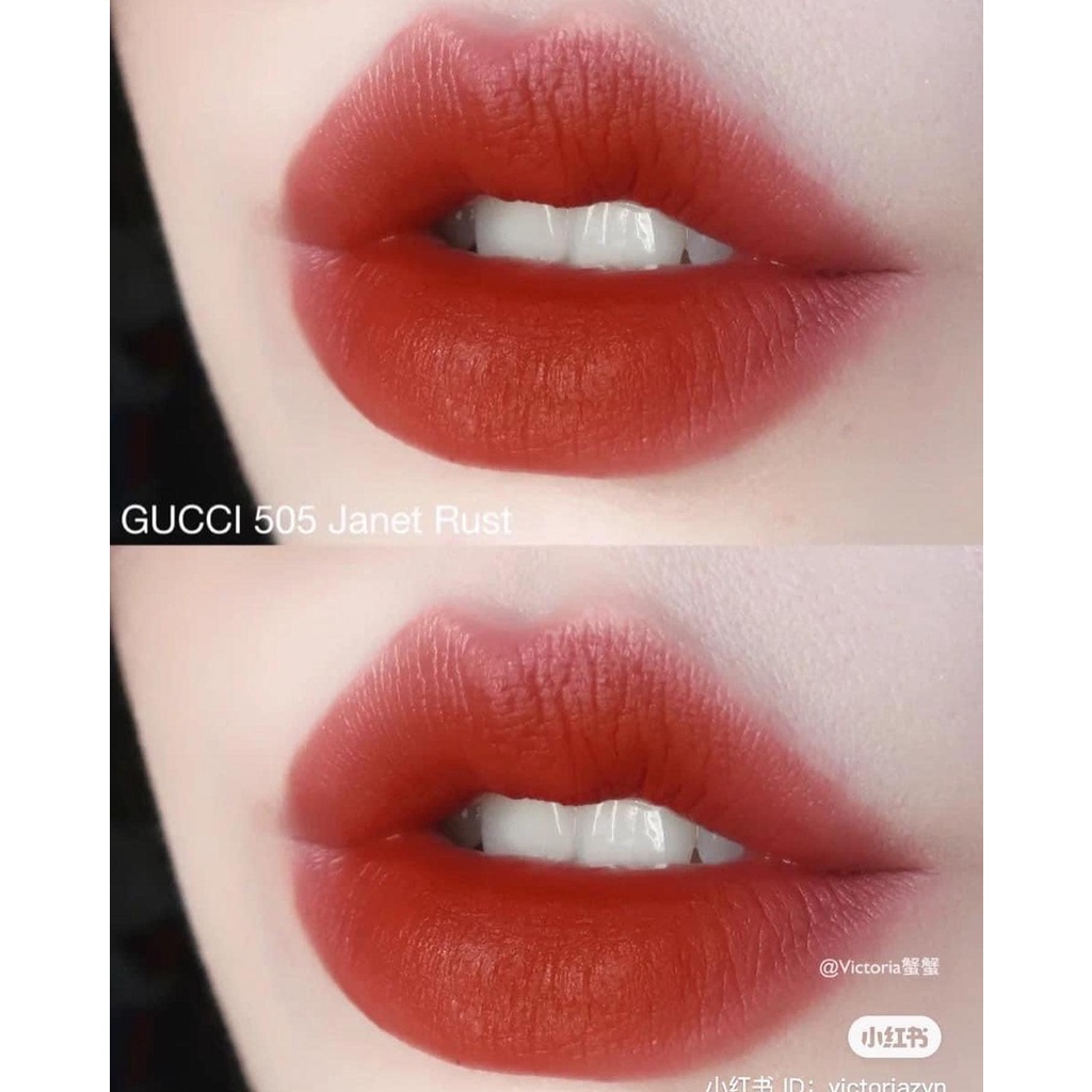 CHÍNH HÃNG - Son thỏi/ son kem lì GUCCI Rouge À Lèvres Mat Lipstick Màu 505 Janet Rust LAMII BEAUTY