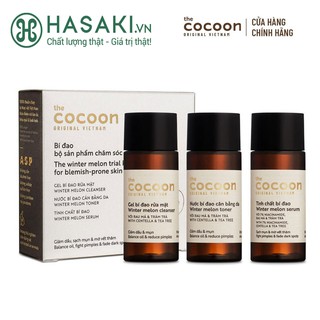 Bộ Sản Phẩm Cocoon Chiết Xuất Bí Đao Cho Da Mụn 3 Món Set Winter Melon Cleanser + Toner + Serum