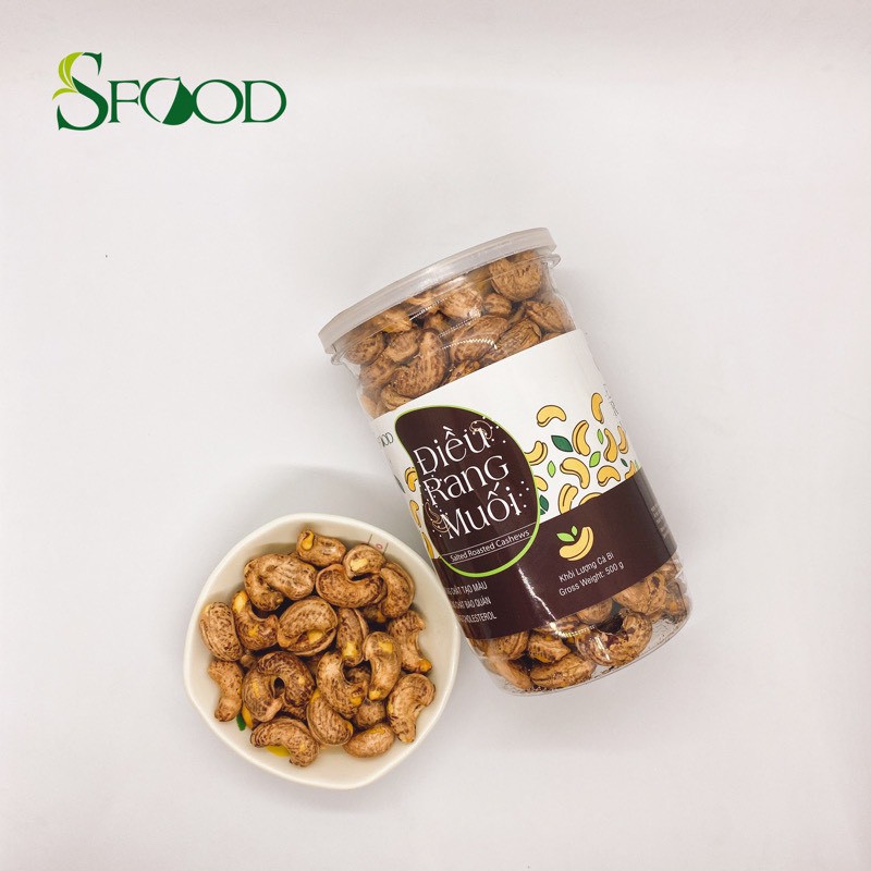 Điều rang muối Sfood, hạt điều rang muối nguyên hạt còn vỏ lụa
