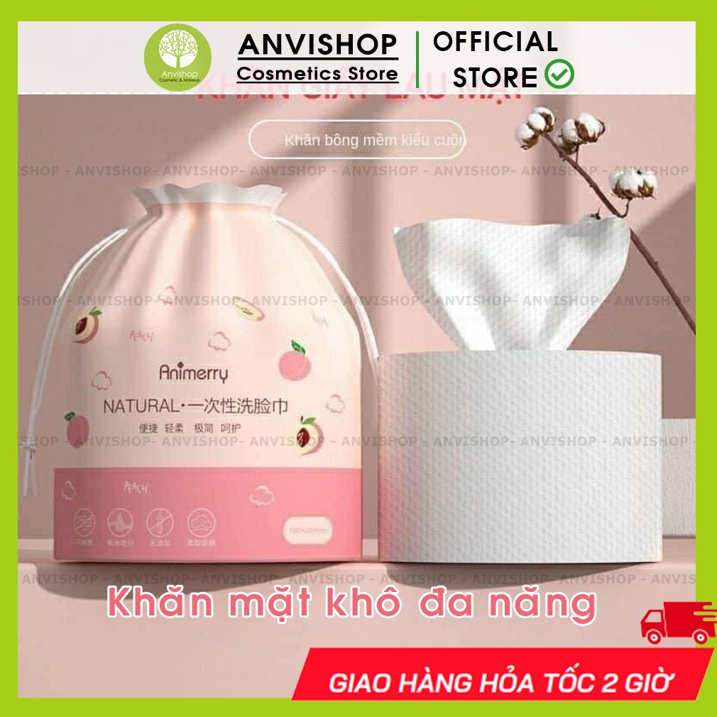 Khăn tẩy trang - Khăn lau dùng một lần - Khăn giấy khô lau mặt Animerry ANVISHOP (1 cuộn)