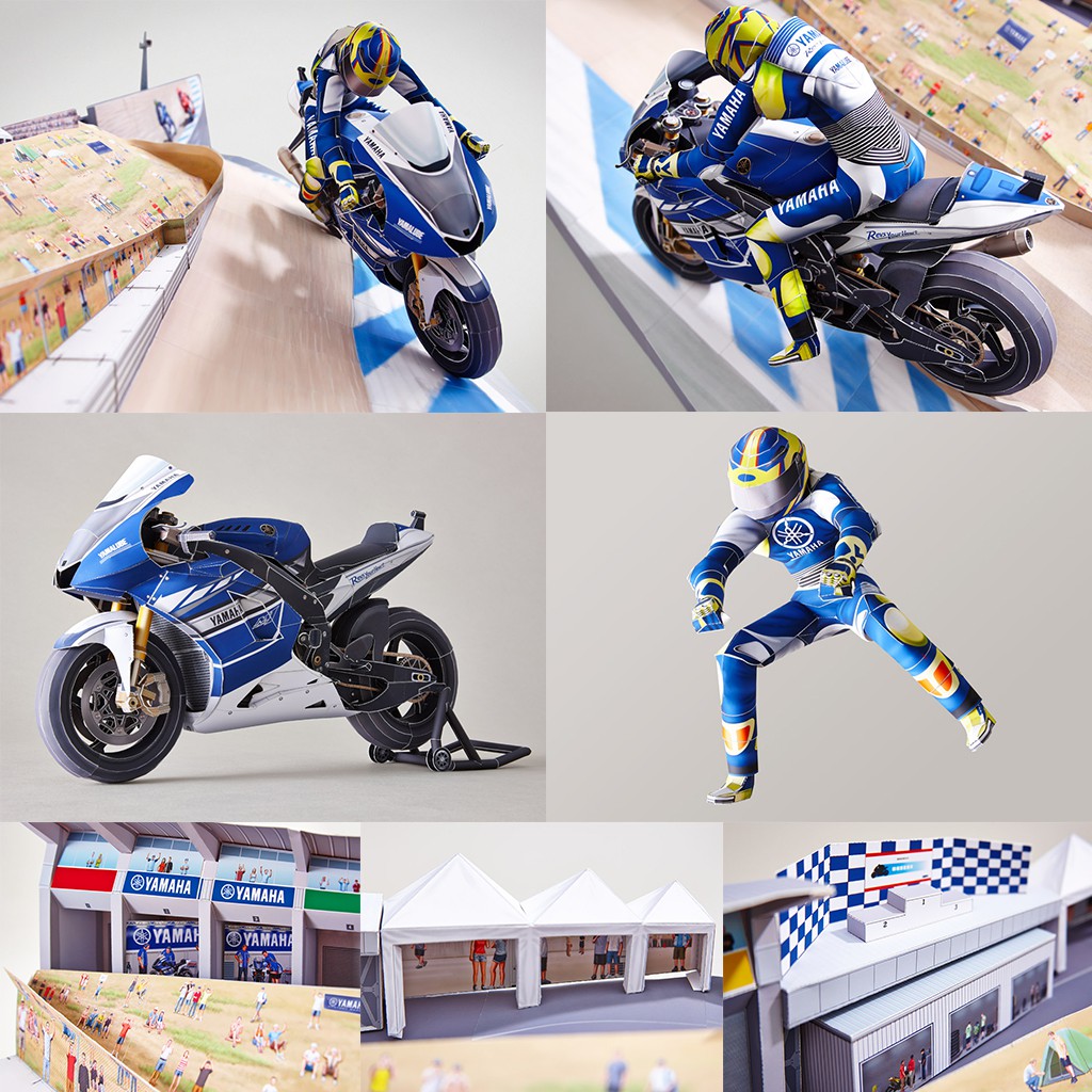 Mô hình giấy Trưng bày Yamaha xe đua Motor Sport World Racing