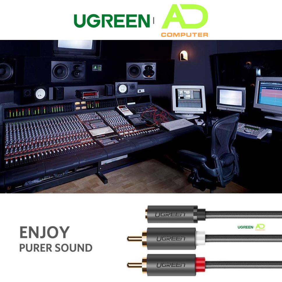 Dây chuyển đổi 3.5mm ra 2RCA (HOA SEN) dài từ 1-10m UGREEN AV102 - Hàng phân phối chính hãng - Bảo hành 18 tháng