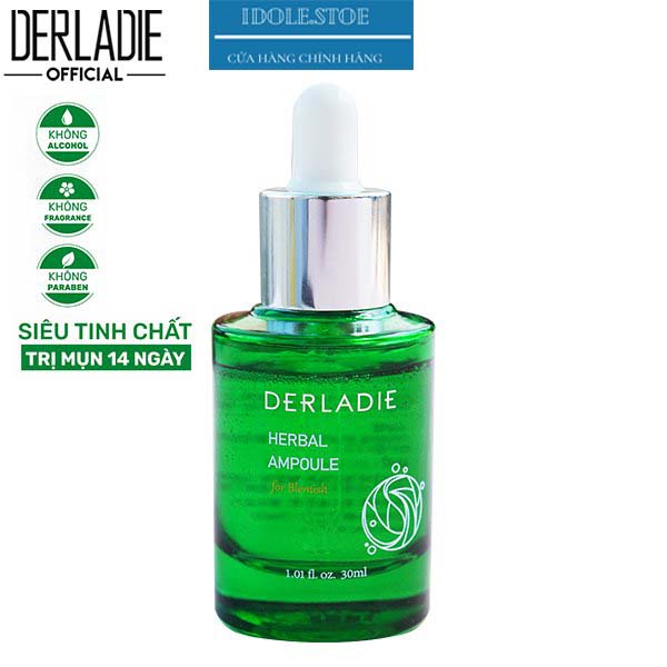 Serum Tràm Trà Derladie Tinh Chất Giảm Mụn Herbal Ampoule For Blemish Hết Mụn Sau 14 Ngày