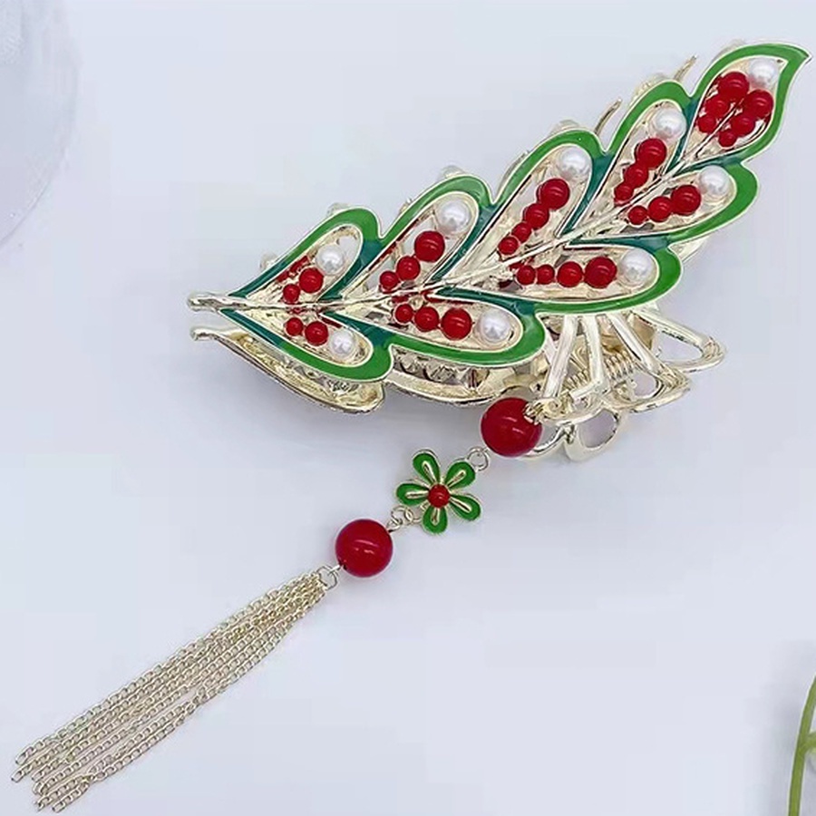 Giá Đỡ Kẹp Tóc Đuôi Ngựa Loại Lớn Đính Đá Pha Lê Tua Rua Cổ Điển Cho Nữ