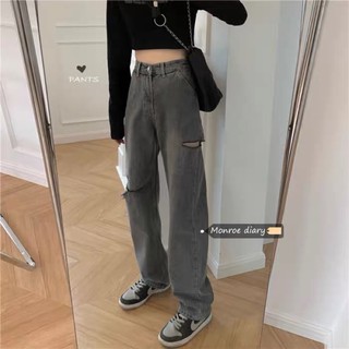 Quần jean rách nữ màu xám khói [ oder taobao ]