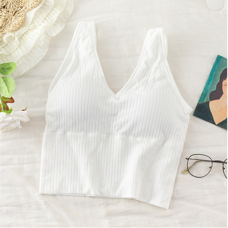 Áo lót hai dây CUTEBYTE dáng ngắn dệt kim hở lưng có đệm ngực mát xa thời trang quyến rũ dành cho bạn nữ