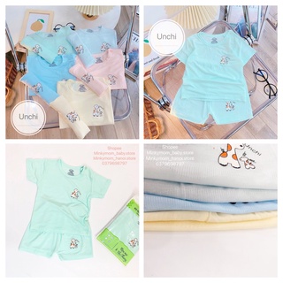 Bộ cộc tay bé trai bé gái chất petit cao cấp hàng unchi chính hãng siêu mềm co giãn 4 chiều thấm hút mồ hôi tốt