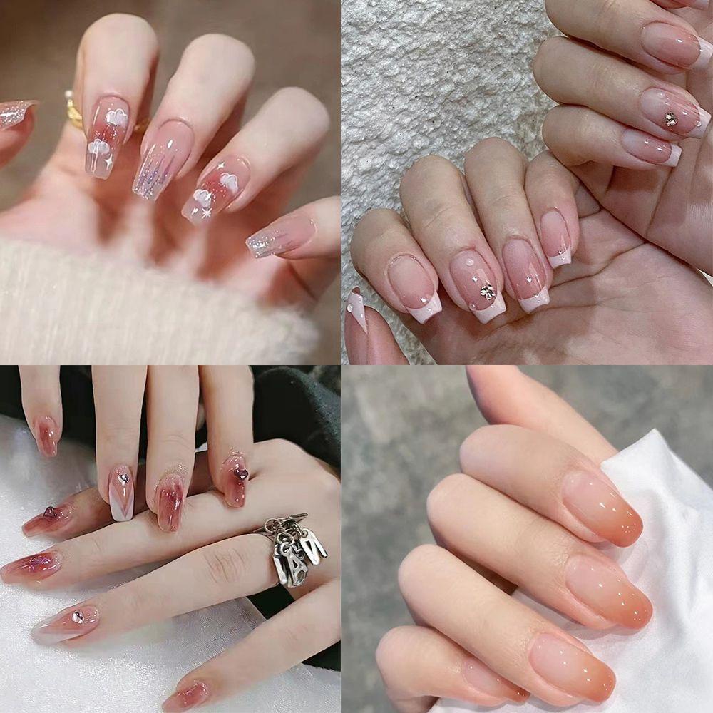 XIANTIN Hộp 24 Móng Tay Giả Che Phủ Toàn Diện Đính Kim Tuyến Lấp Lánh