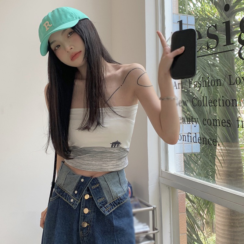 Áo Ống Màu Gradient Hở Lưng Phong Cách Hàn Quốc Quyến Rũ Dành Cho Nữ