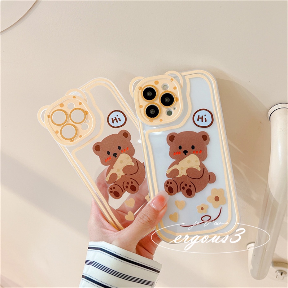 Ốp Điện Thoại Mềm Họa Tiết Gấu Phô Mai Sáng Tạo Cho iPhone 14 13 12 11 Pro Max SE2020 X XR Xs Max 7 8 6 6s Plus