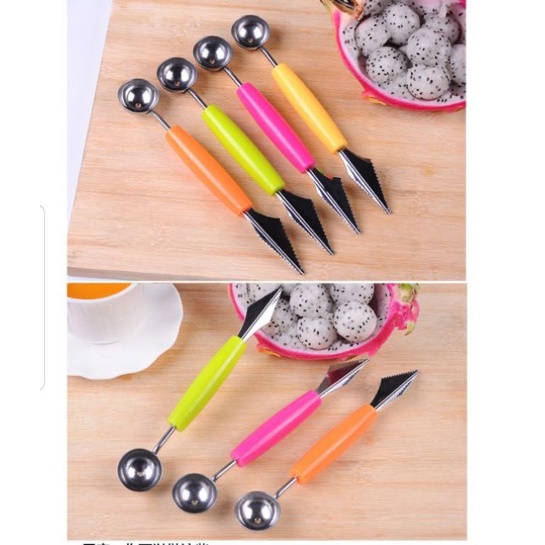 Dao 2 đầu tỉa củ, hoa quả, dụng cụ tạo hình cắt trái cây inox 304 chống gỉ SAMI KIDS