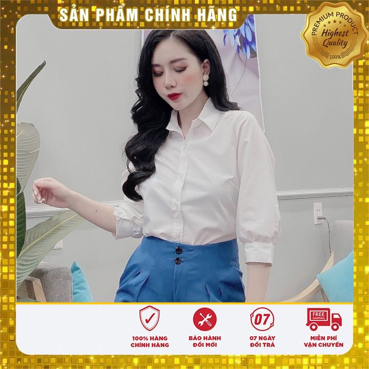 Áo Sơ Mi Nữ trắng tay bồng Gloria Shop - Ảnh Thật Sơ mi kiểu GL01