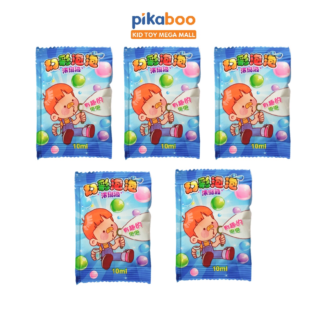 Nước pha bong bóng xà phòng 10ml Pikaboo chuyên biệt, dung dịch cho đồ chơi bắn bong bóng lên nhiều màu đẹp bay cao