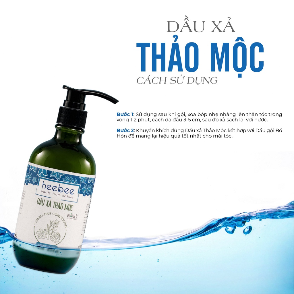 Combo gội xả chăm tóc chắc khỏe: Dầu gội Bồ Hòn Collagen + Dầu xả Thảo Mộc Heebee 300ML&500ML