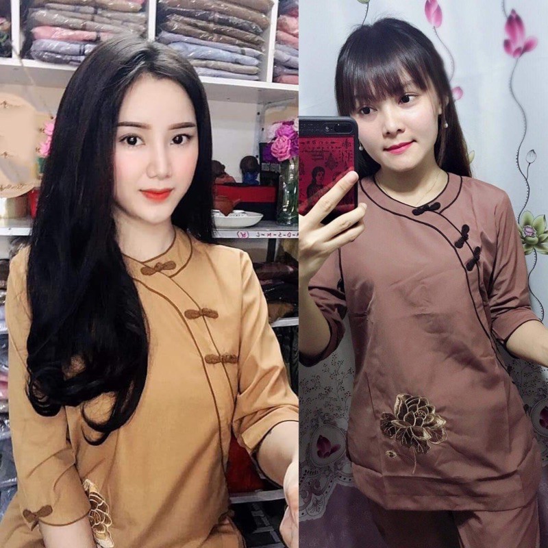 Đồ Lam Đi Chùa# Mẫu 2 Viền Nhỏ# Đồ Bộ # Quần Áo Nữ