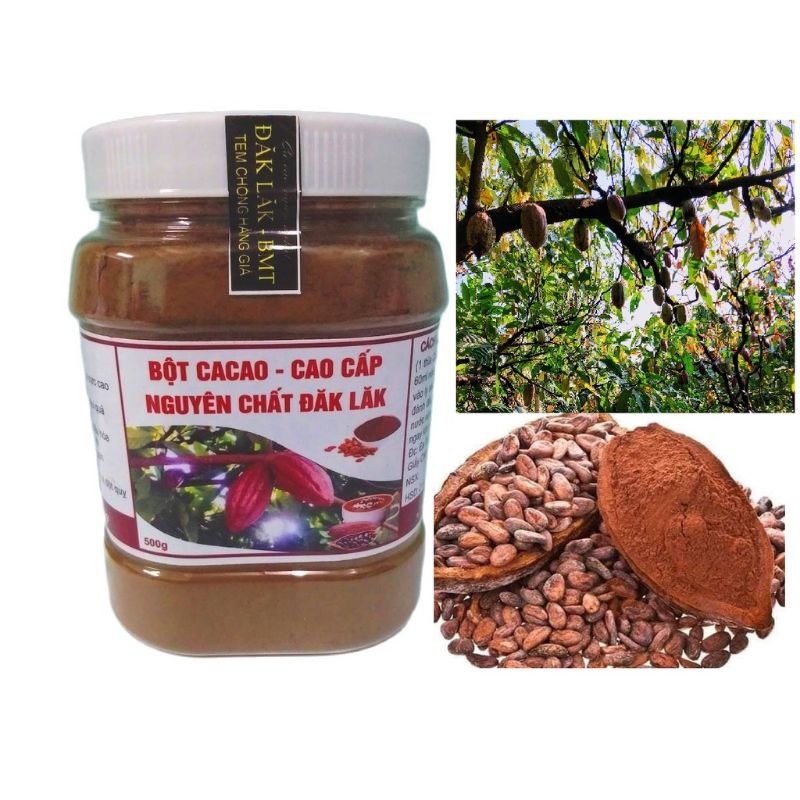 Bột Cacao Nguyên Chất Đăk Lăk Hũ 500 Gram