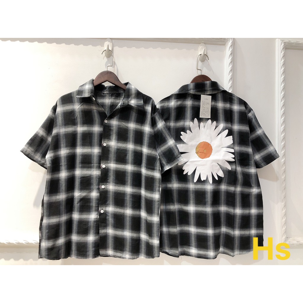 Unisex Áo Sơ Mi Nam Nữ Đẹp Cộc Tay Hoa Cúc Dễ Thương Hot Trend Ulzzang- HươngSu-(A060)
