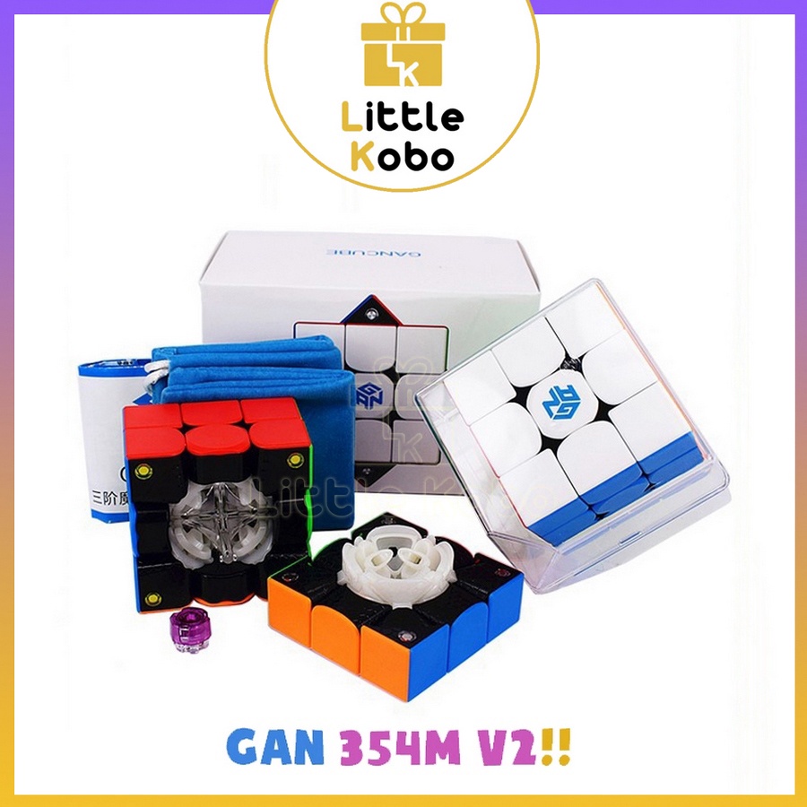 Rubik Gan 354M V2 Nam Châm Cao Cấp Rubic 3x3 3 Tầng Stickerless Không Viền Gan 354 V2 M