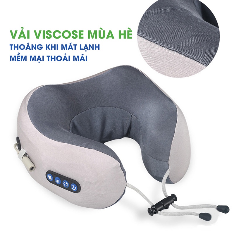 Gối Massage Cổ Chữ U, Máy Mát Xa Đeo Cổ  Đa Chức Năng Trị Liệu Giảm Đau Mỏi Cổ Vai Gáy