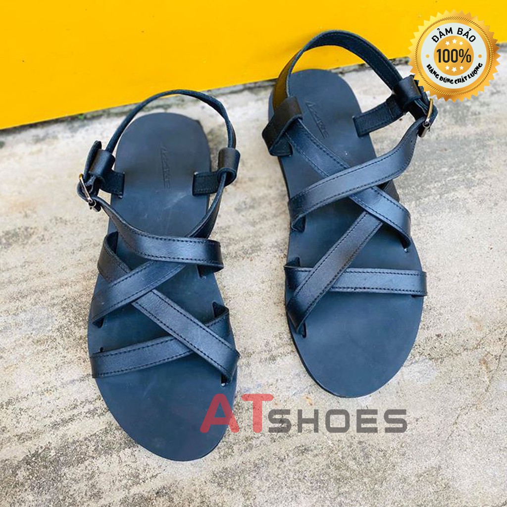 Dép Sandal Unisex Cao Cấp Da Bò Thật Sandal Quai Ngang Nam Nữ Trẻ Trung Đế Caosu Chống Nước Atshoes XDxsg202