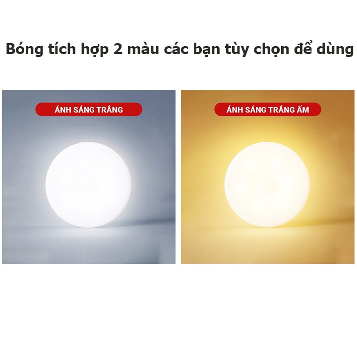 Đèn cảm ứng chuyển động, Đèn Led dán tường cảm biến thông minh không dây dán tủ quần áo, cầu thang, phòng ngủ...