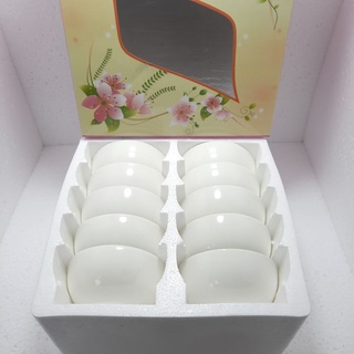 Bộ 10 chén cơm gốm sứ trắng không hiệu 11.5cm,Combo 10 chén cơm sứ trắng