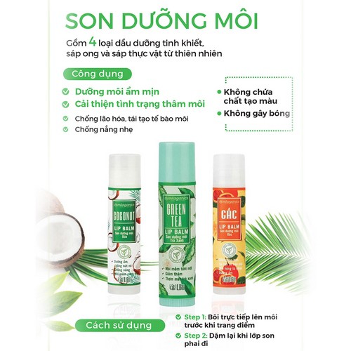 Son Dưỡng Môi thành phần thiên nhiên Trà xanh MILAGANICS 4.5g