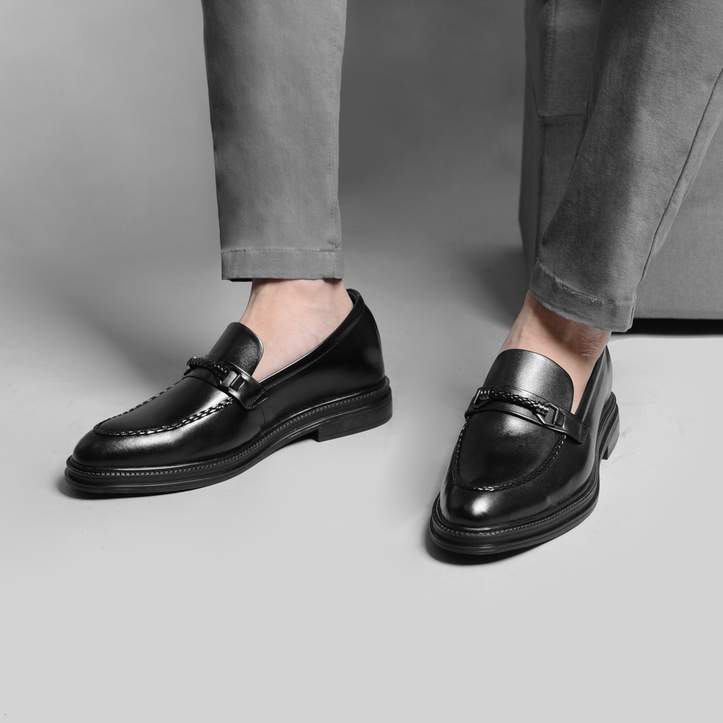 Giày lười công sở SMARTMEN tăng chiều cao màu đen GL-12Đ