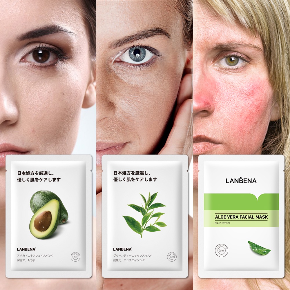 Mặt nạ LANBENA chiết xuất trái cây dưỡng ẩm làm trắng da phong cách Nhật Bản