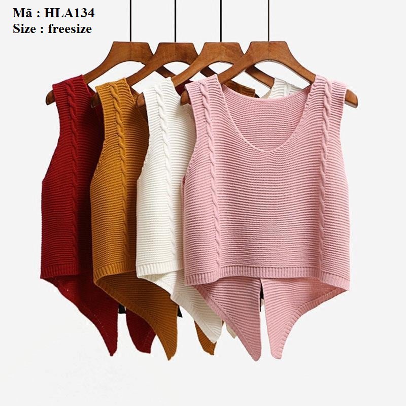 HLA134 Áo Gile Len Cổ Tim Phối Nơ Điệu Đà Freesize ( 40-56kg)