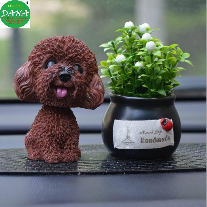 Chó xù trang trí bánh kem màu nâu / trắng ngẫu nhiên (1 con )