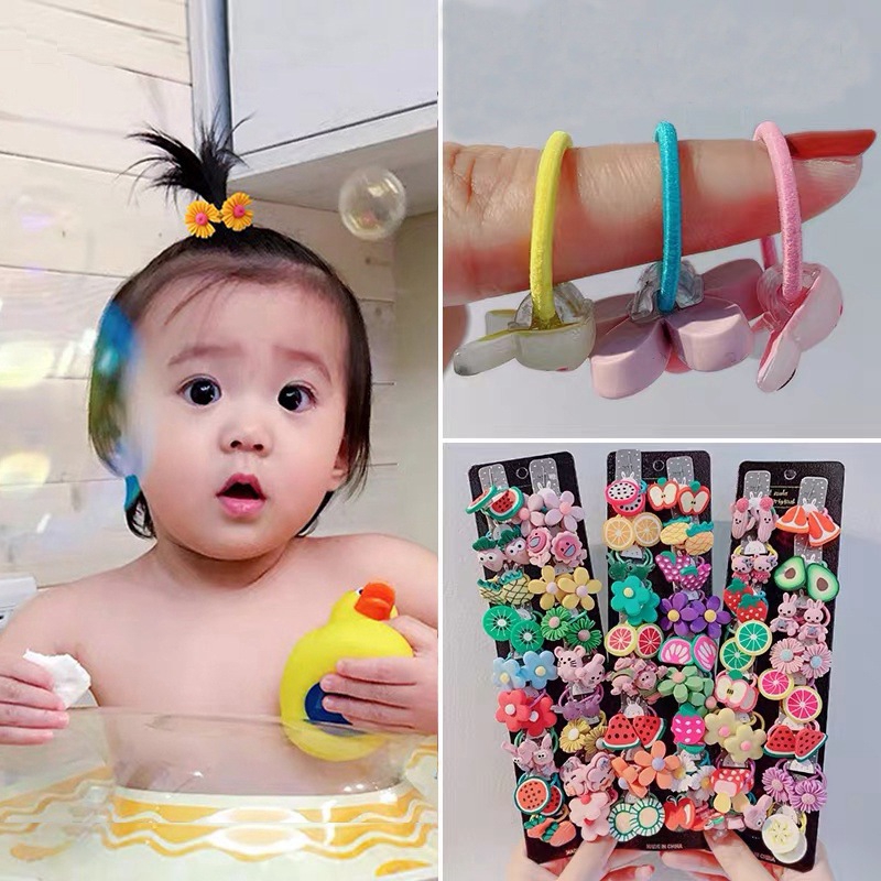 Set 5 Dây Buộc Tóc Đính Hoa Cho Bé Gái