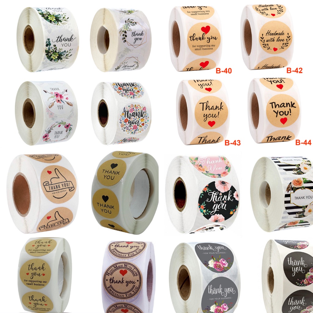 Cuộn 500 Sticker Dán Thank you -Tem Cảm Ơn Siêu Dễ Thương