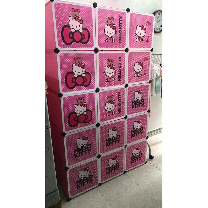 Tủ nhựa ghép 9 ô 111*111*47cm hình kitty màu hồng (Chọn mẫu theo phân loại)-Bảo hành 1 năm-Nội Thất Nghệ Thuật Forever