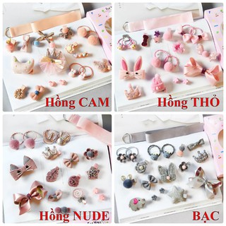 Hộp nơ càitóc bé gái 18 món hộp quà tặng bé