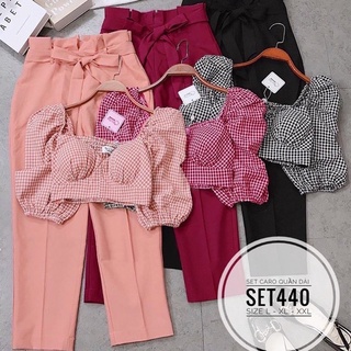 Set áo caro quần bagy bigsize