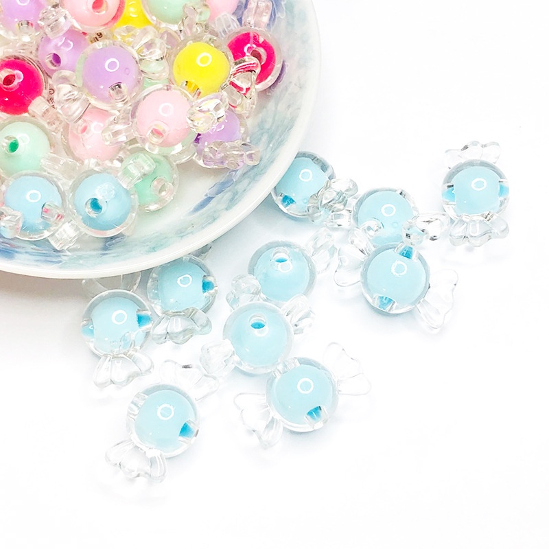 Set 20 Hạt Nhựa Acrylic Màu Kẹo Dùng Làm Trang Sức Cho Bé